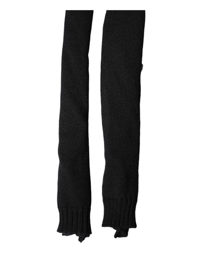 Black Wool Knitted Neck Wrap Shawl Men Scarf