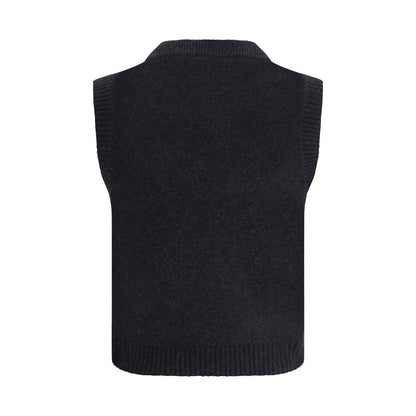 Black Wool Sleeveles Sweater
