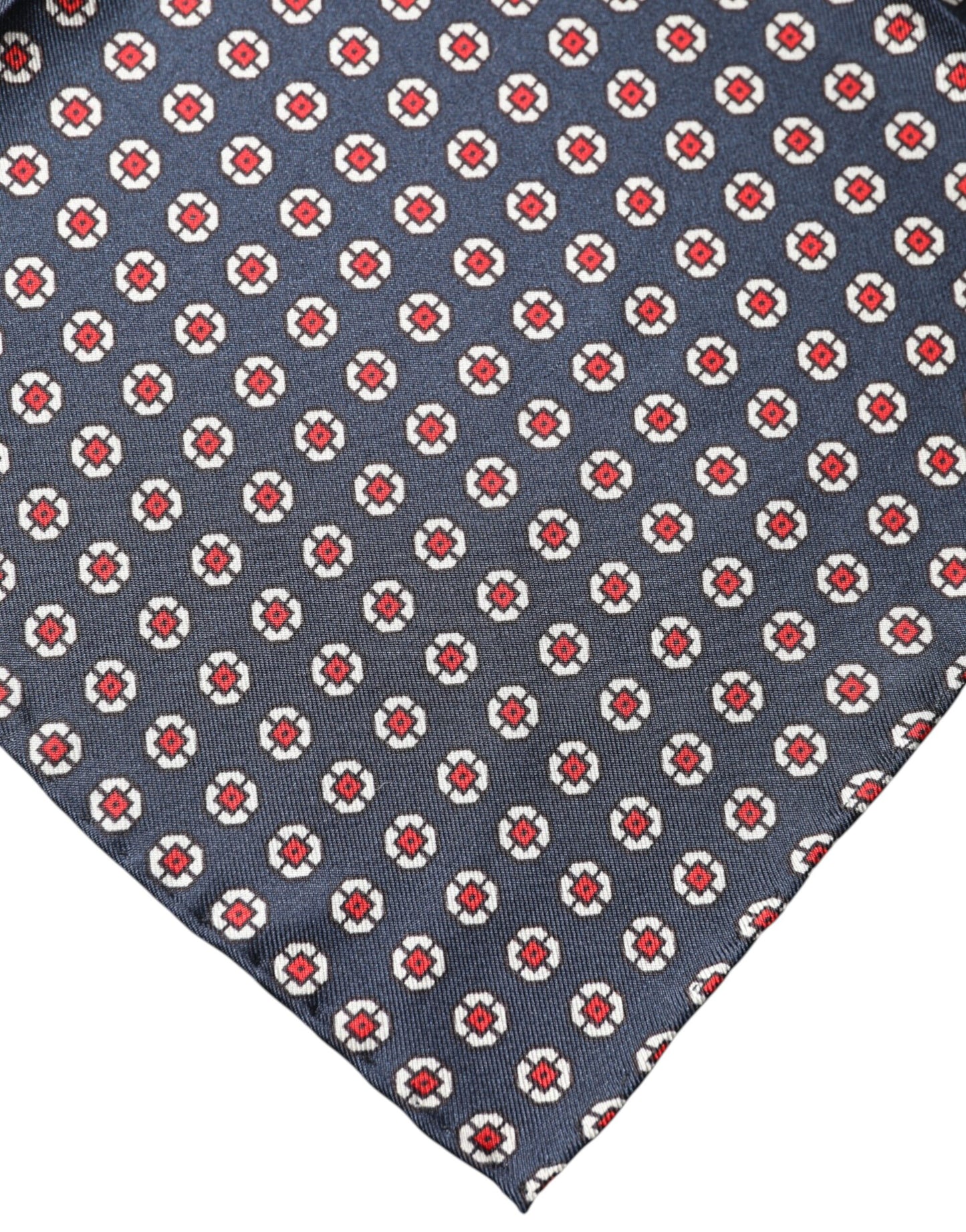 Blue Patterned Silk Square Handkerchief Scarf