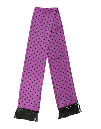 Violet Polka Dot Fringes Neck Foulard Scarf