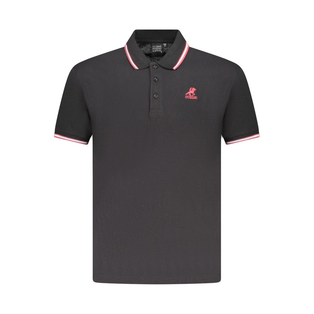 Black Cotton Men Polo Shirt