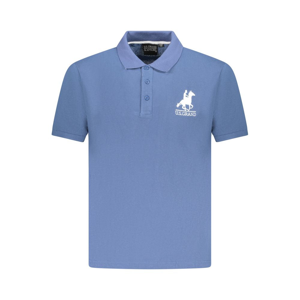 Blue Cotton Men Polo