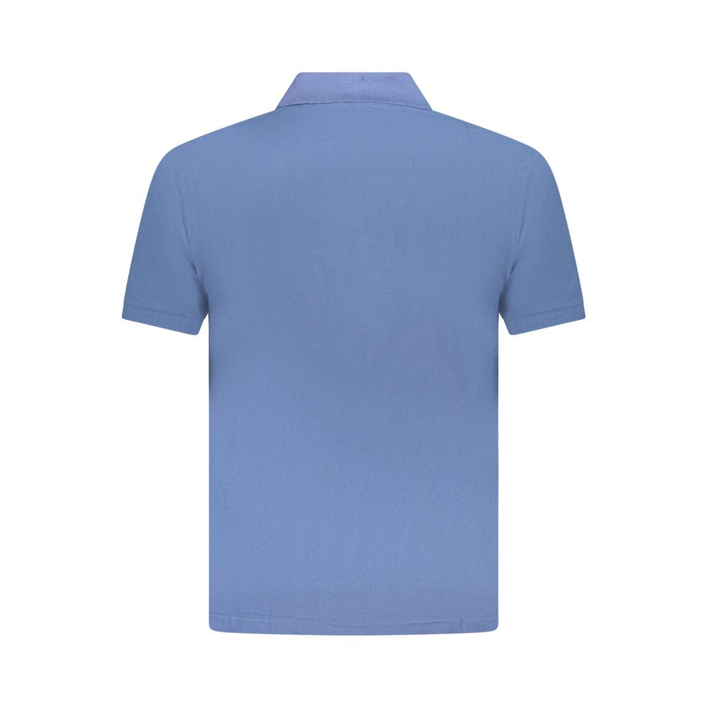 Blue Cotton Men Polo