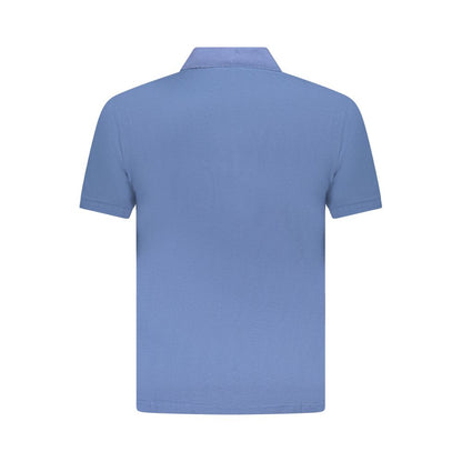 Blue Cotton Men Polo