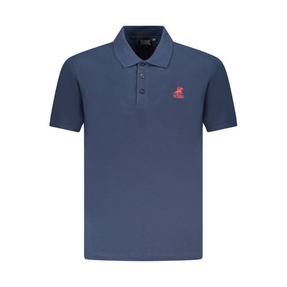 Blue Cotton Men Polo Shirt