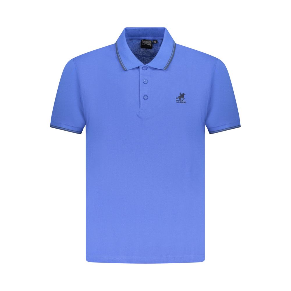 Blue Cotton Men Polo Shirt