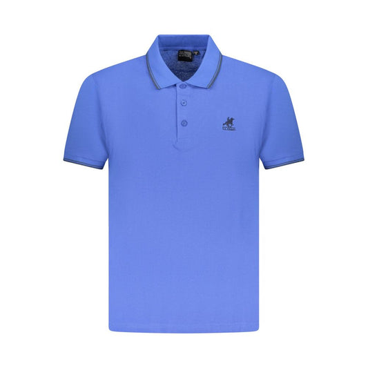 Blue Cotton Men Polo Shirt