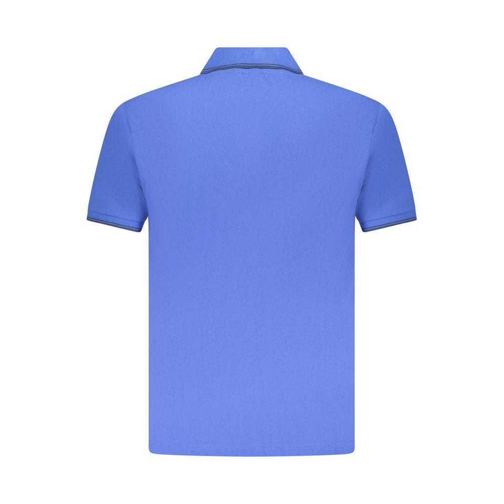 Blue Cotton Men Polo Shirt