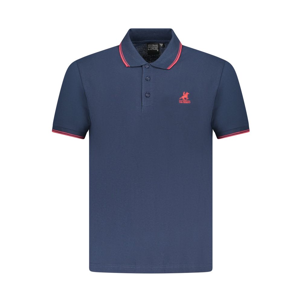 Blue Cotton Men Polo Shirt