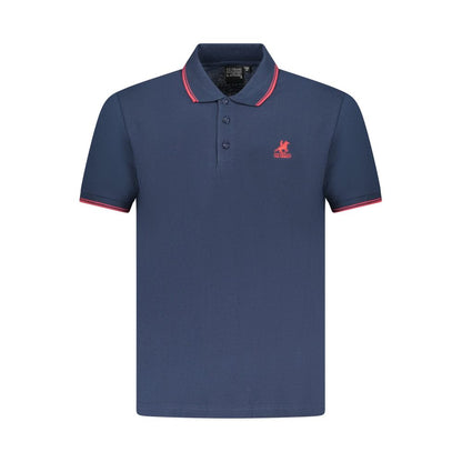 Blue Cotton Men Polo Shirt
