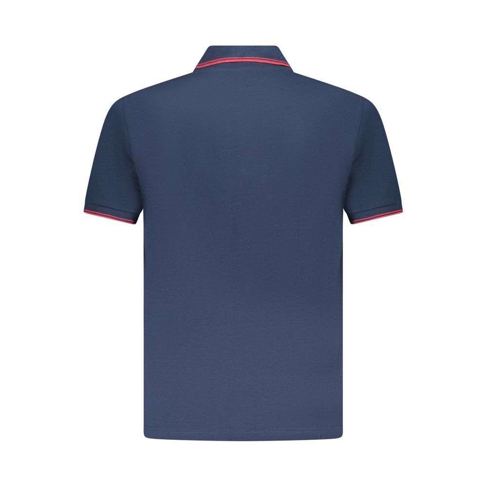 Blue Cotton Men Polo Shirt