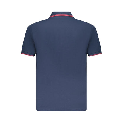 Blue Cotton Men Polo Shirt