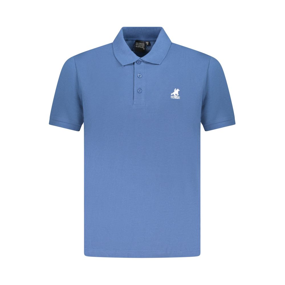 Blue Cotton Men Polo