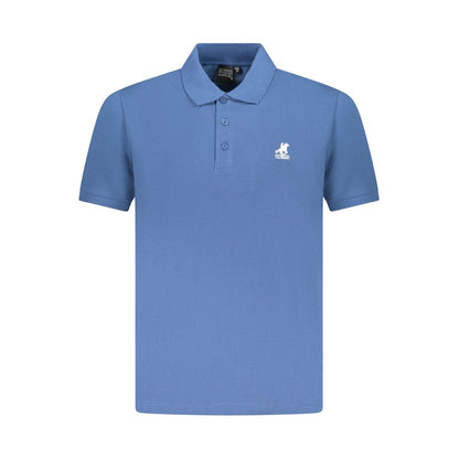 Blue Cotton Men Polo