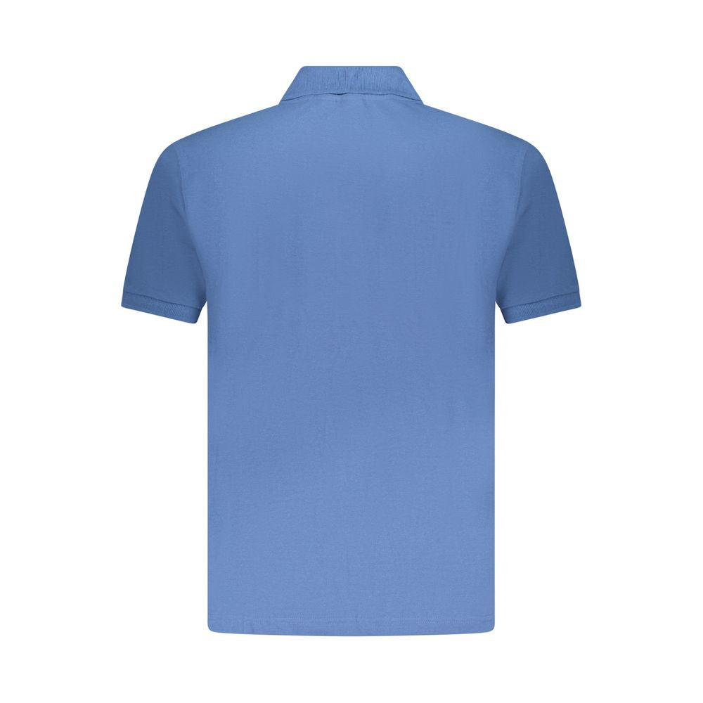 Blue Cotton Men Polo