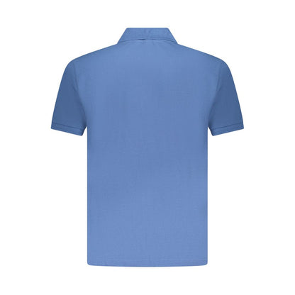 Blue Cotton Men Polo