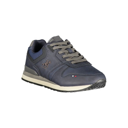 Blue Polyurethane Men Sneaker