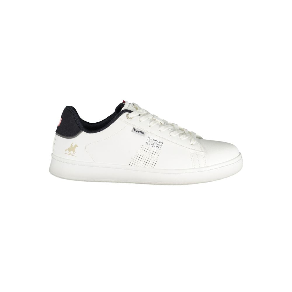 White Polyurethane Men Sneaker