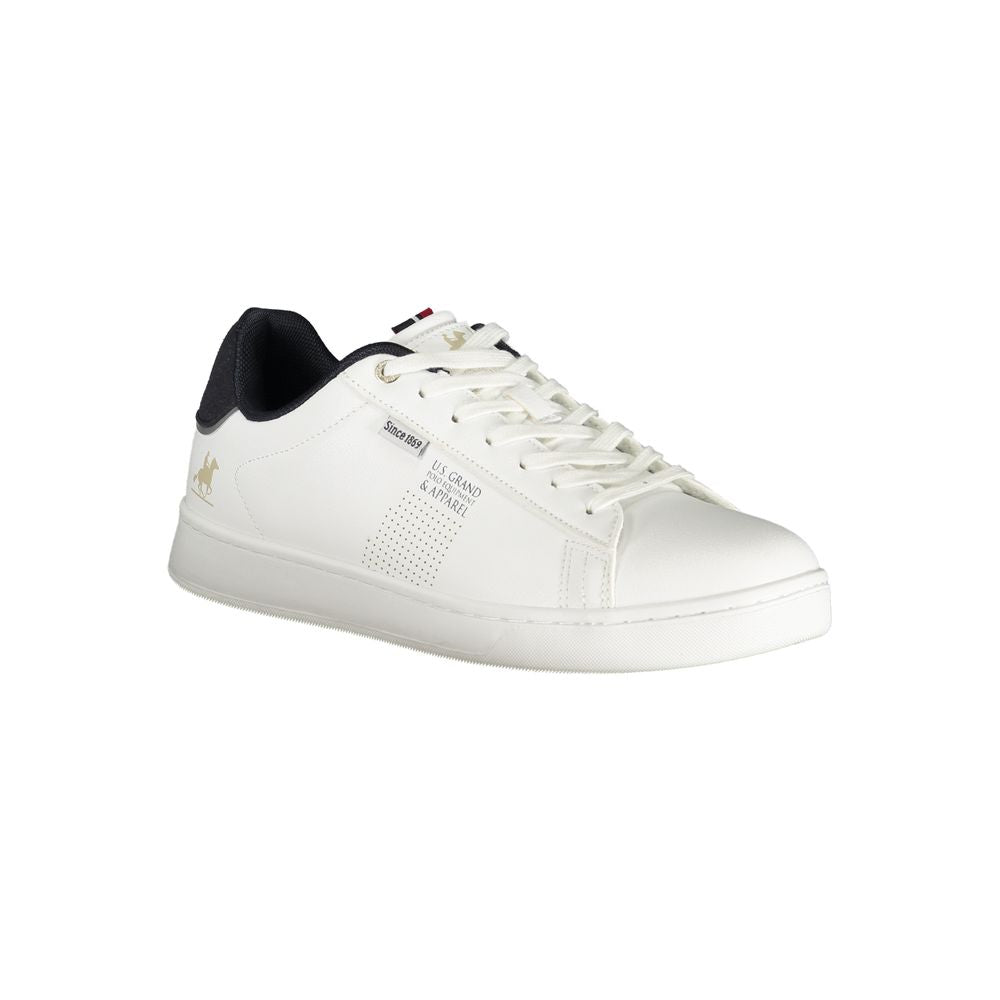 White Polyurethane Men Sneaker