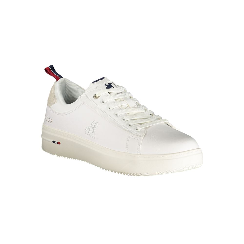White Polyurethane Men Sneaker