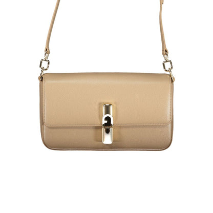 Beige Leather Women's Shoulder Bag