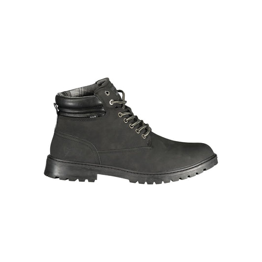 Black Polyurethane Men Ankle Boot