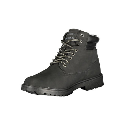 Black Polyurethane Men Ankle Boot