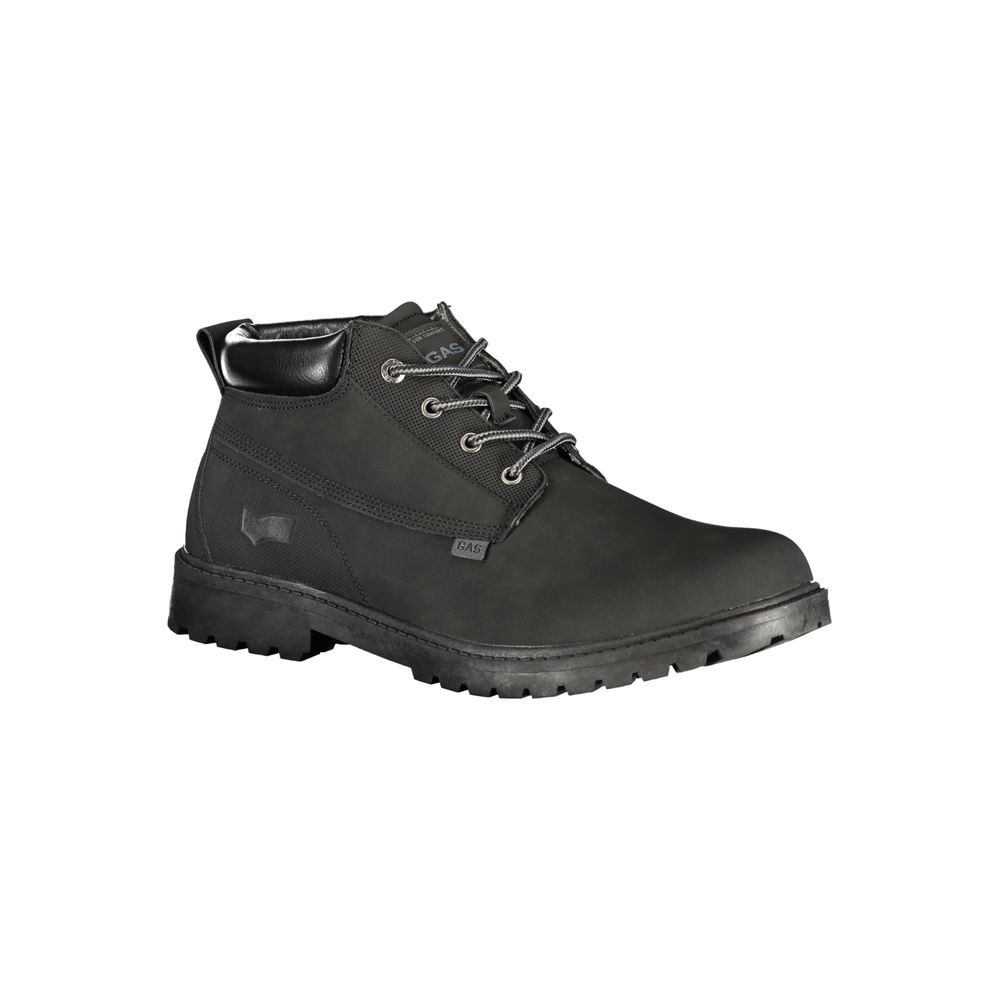 Black Polyurethane Men Ankle Boot