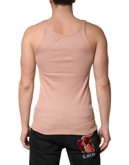 Pink Sleeveless Round Neck Tank Top  T-shirt