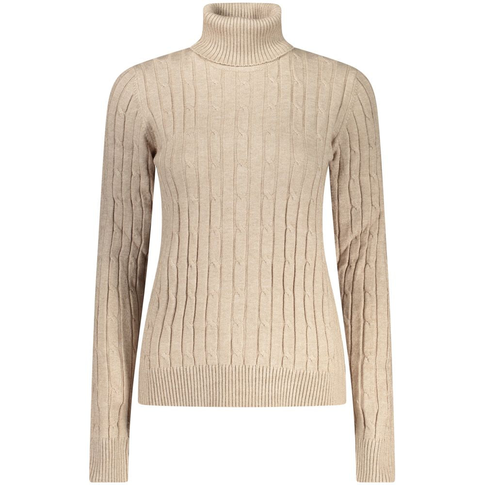 Beige Polyester Turtleneck