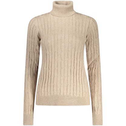 Beige Polyester Turtleneck