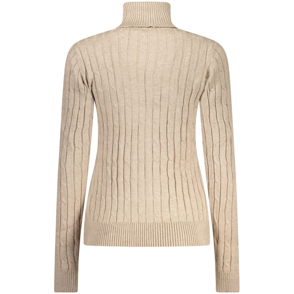 Beige Polyester Turtleneck