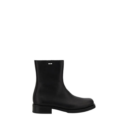 Black Calf Leather Bos Taurus Ankle Boots