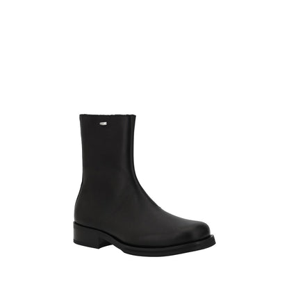 Black Calf Leather Bos Taurus Ankle Boots