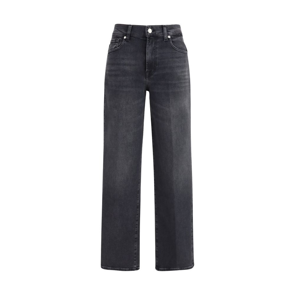 Black Cotton Straight-Leg Jeans