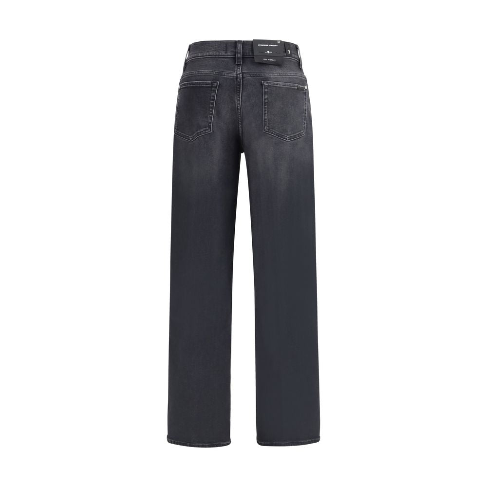 Black Cotton Straight-Leg Jeans