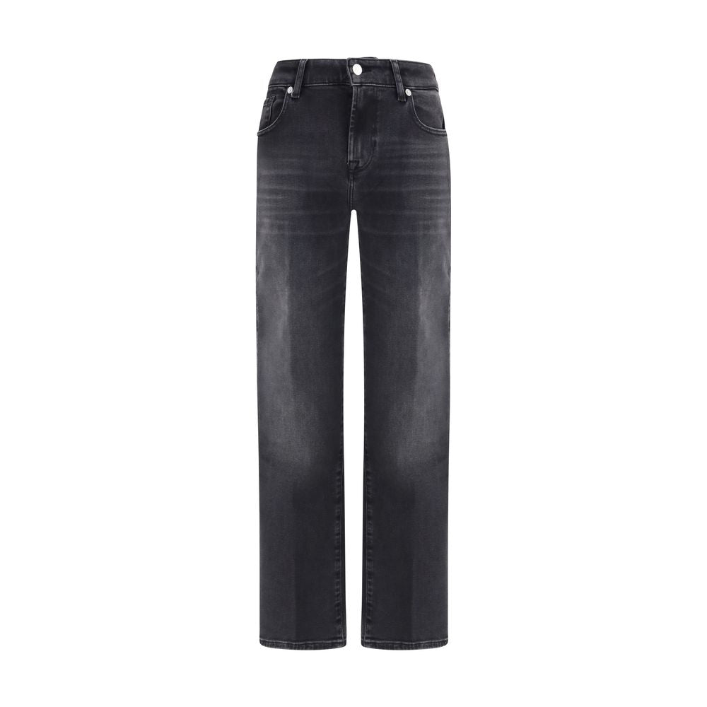 Black Cotton Straight-Leg Jeans