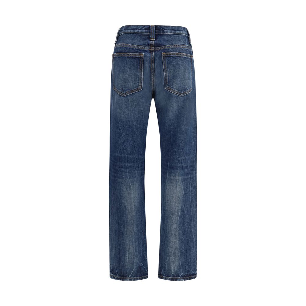 Blue Cotton High-Waisted Jean