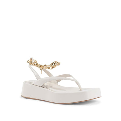 Cream Leather Platform Sandals